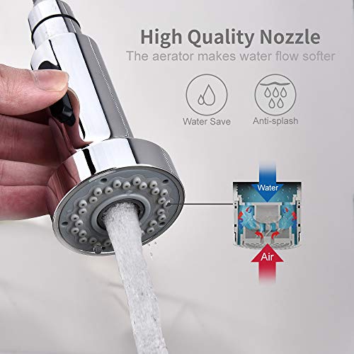 Homelody Pull Down Faucet Replacement Head, 2 Functions Kitchen Faucet Sprayer Head, G 1/2 Pull Out Spray Head For Kitchen Faucet, Chrome Kitchen Sink Faucet Head #TOP3