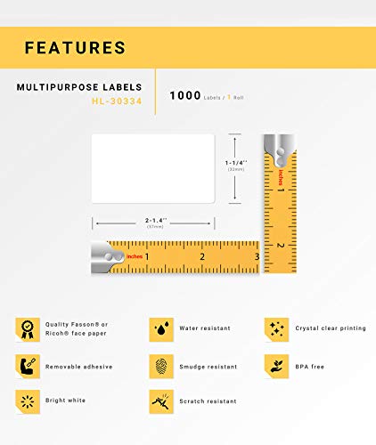 Houselabels Compatible Dymo 30334 Multipurpose Labels (2-1/4" X 1-1/4") With Removable Adhesive Compatible With Rollo, Dymo Lw Printers, 1 Roll / 1,000 Labels Per Roll #TOP3