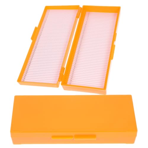 FUNOMOCYA 2pcs Boxes Paper Microscope Slide Storage Tray Microscope Slide Storing Tool Laboratory Supply Slide Storage Boxes Orange Abs