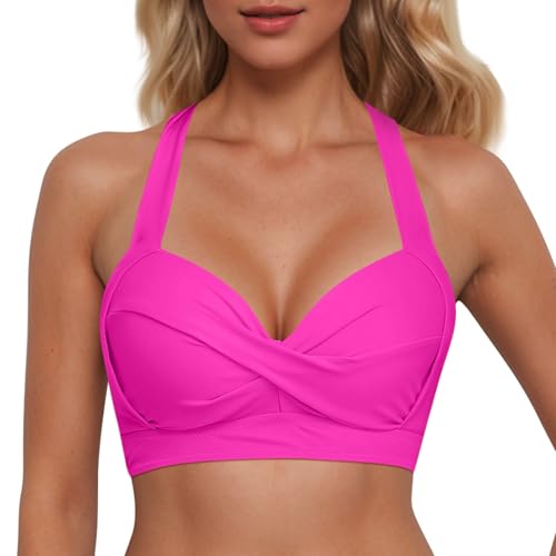 Tankini pour femme avec armatures et push-up rose taille XXL