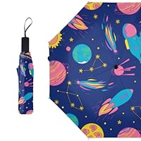 ducanll Space Umbrella Travel Astronauts Umbrella Windproof Collapsible Folding Compact Anti-UV,8 Reinforced Fiberglass Ribs for Men and Women and Family