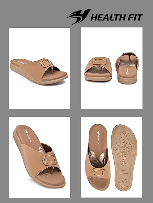 Image of HEALTH FIT EXTRA SOFT Women's Comfortable Memory Foam Doctor Slippers /Flip-Flops|Fashionable Casual & Stylish|Lightweight & Breathable|Outdoor Synthetic Casual Chappals Sandals Ladies & Girls HF27