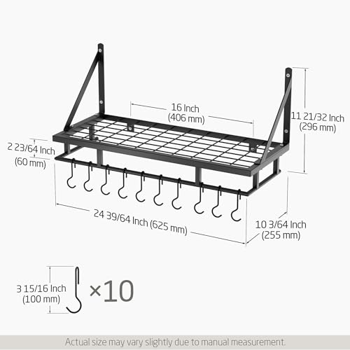 Kes UNKNOWN 24 Inch Kitchen Pot Pan Rack Wall Mounted Hanging Storage Organizer Wall Shelf thumb #5