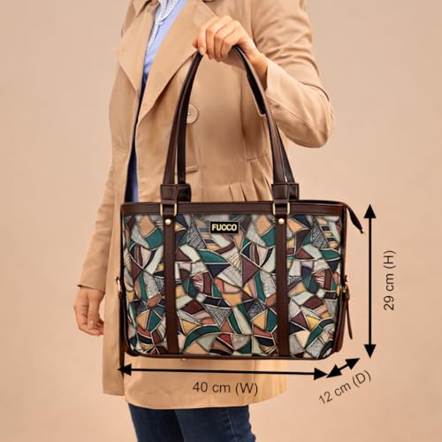 Image of FUOCO Purse for Women Handbag| Office Shoulder Laptop Bag, College & Shopping | Stylish PU Vegan Leather Sling with Zipper | Big Side Bag | Everyday Travel Tote Party Purse