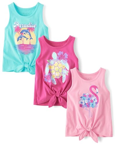 The Children's Place Girls' Assorted Sleeveless Tie Front Tank Tops