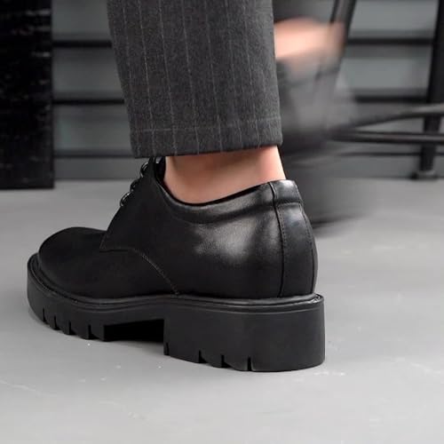 Men's Genuine Leather Oxford Dress Shoes Height Increasing Breathable Business Formal Chunky Sole Comfortable Casual Shoes2