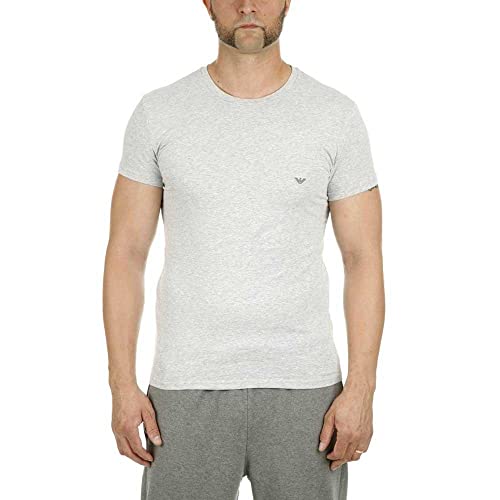 Emporio Armani Herren Mens Basic – Stretch Cotton T-shirt With Crew Neck Schlafanzugoberteil, Grey Melange, XL EU
