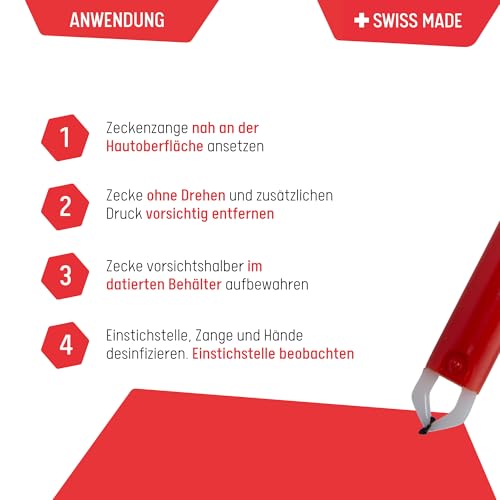 kik AFTER BITE Zeckenzange – Zange zum Zecken entfernen für Mensch und Tier und Zecken von jeder Grösse, robustes Kunststoffdesign, hygienisch und leicht zu reinigen, ohne die Zecke zu quetschen