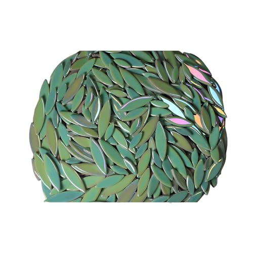 VerzTile Mosaic Tiles for Crafts - Petal Shaped Ceramic Tile Craft Hobbies & Art Projects 39 Color Options Endless Creativity DIY Design (Iridescent Chameleon Green)