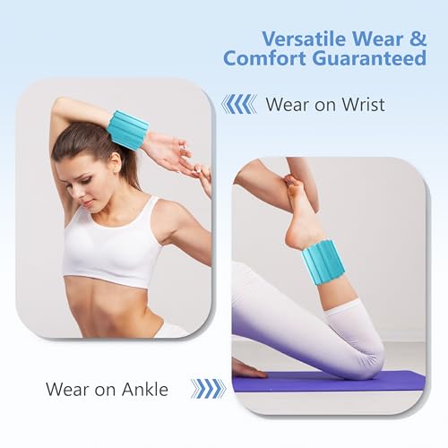 Image of Wrist Ankle Weights for Women 2 Pack(1lb Each), Ideal for Strength Training | Adjustable Silicone Wearable Arm and Leg Weights for Pilates, Gym, Yoga, Cardio. Waterproof, Anti slip, Sweat Proof