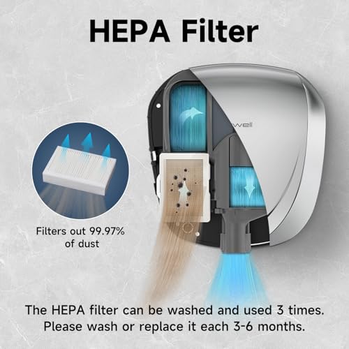 JETWELL 2Pack UL Approved Power Commercial Hand Dryer, HEPA Filter High Speed Automatic Warm Wind Stainless Steel Cover AC110V-130V