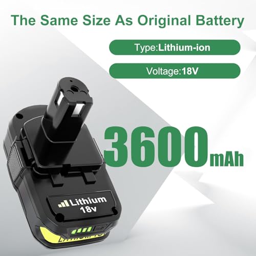 Image of Reoben 2PACK 3.6Ah Battery Replacement for Ryobi 18V Battery Compatible with Ryobi Battery 18 Volt P102 P103 P104 P107 P108 P109 Cordless Power Tools(Green-2P)