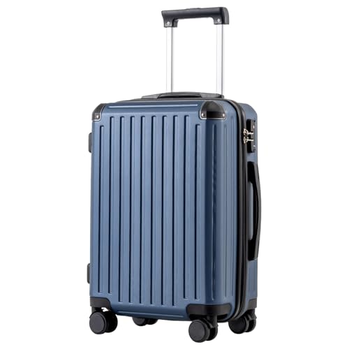 COOLIFE Valise à roulettes Rigide en matériau ABS avec Serrure TSA poignée télescopique et 4 roulettes jumelées, Noir, Großer Koffer, Valise Rigide -...