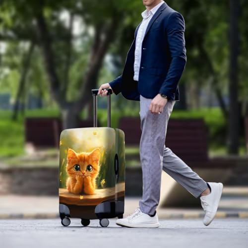Housse Valise Anti-Rayures Spandex Elastique Couleur Chat Jaune - 4