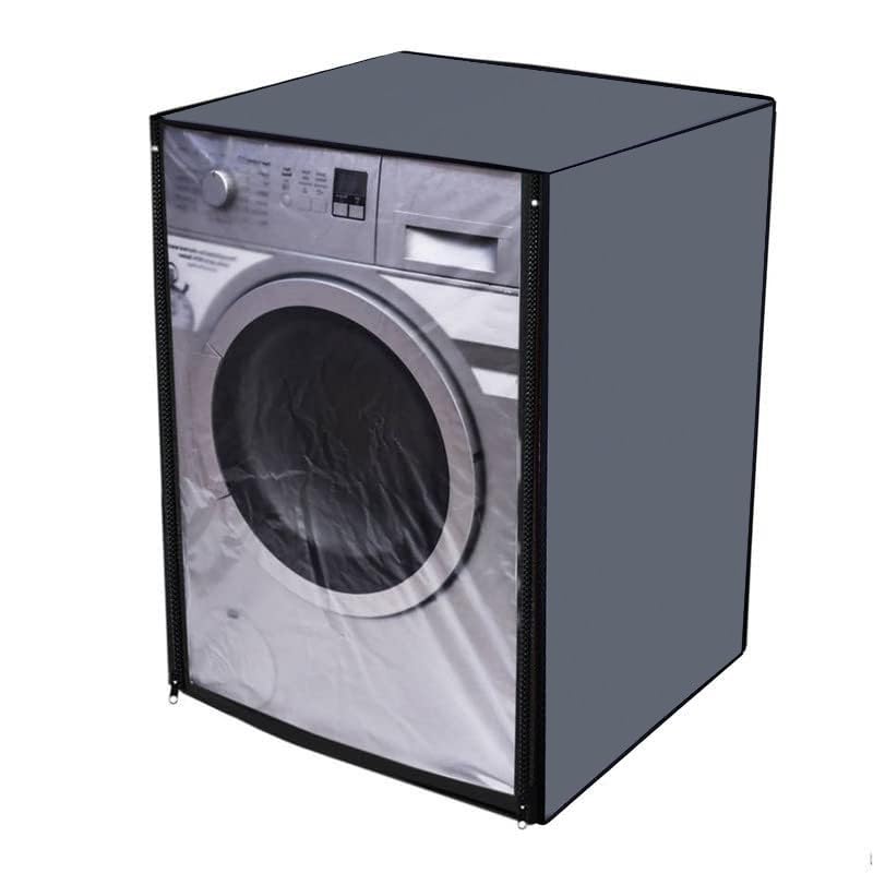 Image of Waterproof & Dustproof Front Loading Washing Machine Front Clear Cover Suitable for Normal IFB 6.5kg, 7 Kg, 7.5Kg & 8kG / 61X61X84cm Washing Machines (Grey) (5, grey)