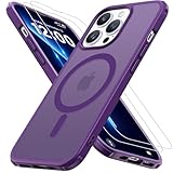 Iokmax Magnetic for iPhone 13 Pro Case [Compatible with MagSafe]with 2X Screen Protector, Military-Grade Slim Shockproof Phone Cover Translucent Matte Anti-Fingerprint for iPhone 13 Pro 6.1'', Purple