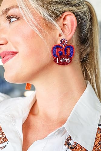 Boderier Game Day Earrings Beaded GO Football Dangle Earrings Statement Sport Game Team Earrings Spirit Fan Jewelry Gifts2