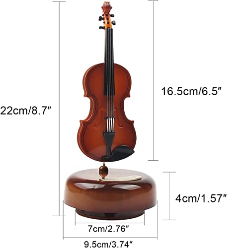 Image of Overa Creative Violin Music Box Instrument Model for Home Decoration, Brown Cello Music Box with Stand, 360 Rotating Base