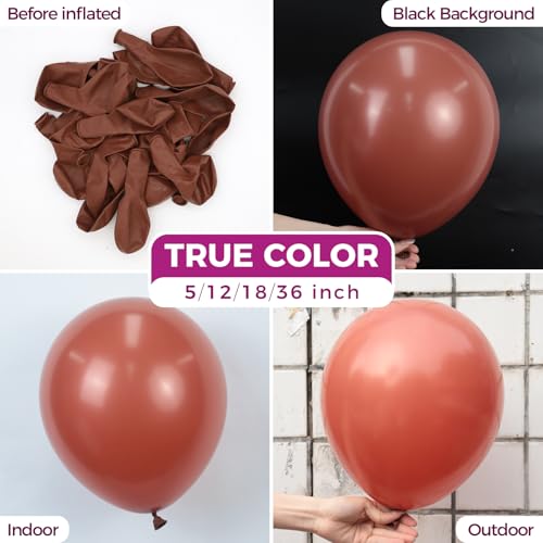 Image of Bezente Dark Brown Latex Party Balloons - 100 Pack 12 inch Round Helium Boho Neutral Coffee Tan Balloons for Graduation Birthday Boy Gender Reveal Jungle Safari Woodland Fall Party Decorations