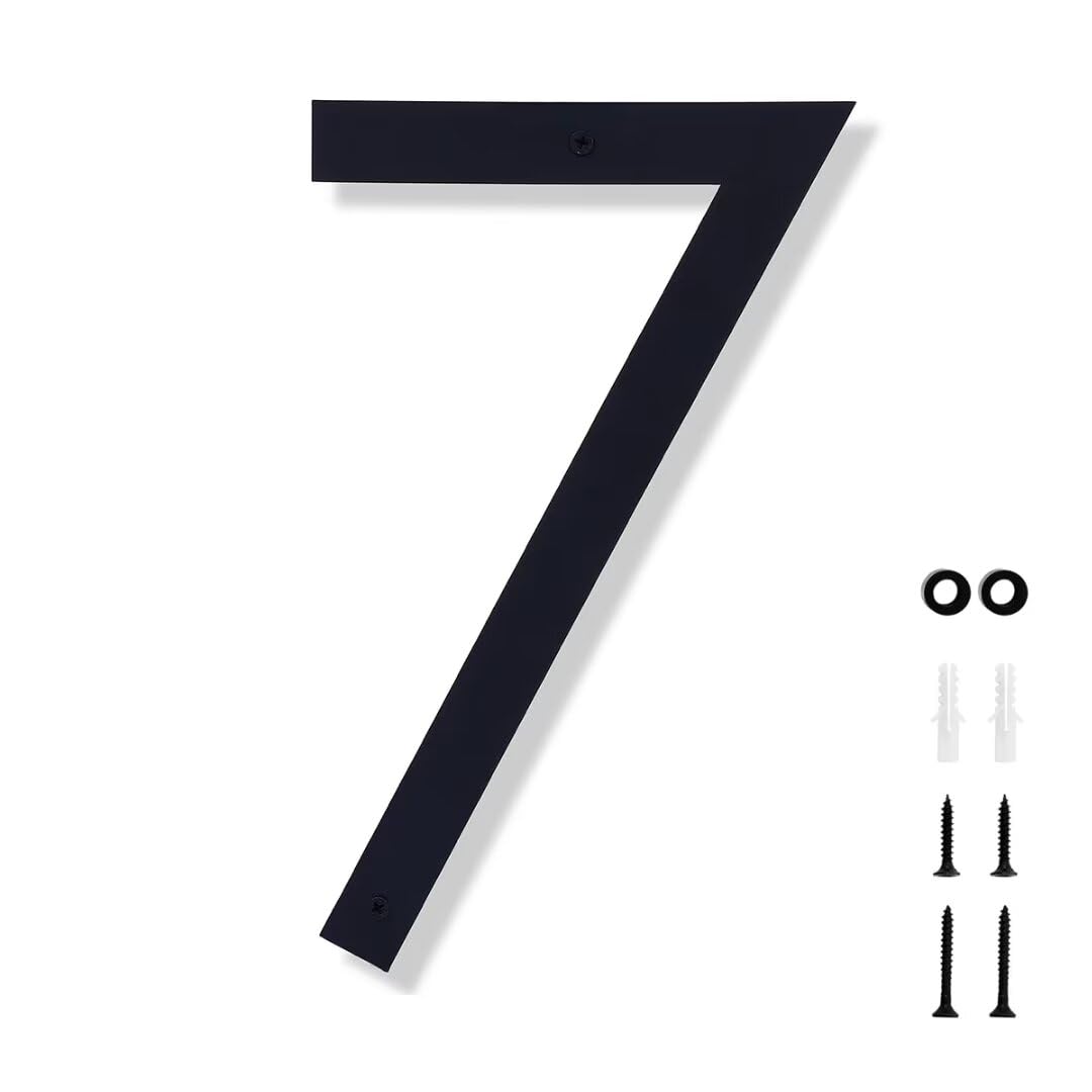 Photo 1 of 10 Inch House Numbers for Outside Modern Black House Number Large Metal Address Numbers for Outside Floating Door Numbers with Nail Kit for Number 7