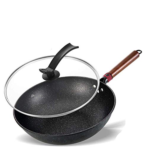 zyl Sartén Antiadherente de inducción Wok Antiadherente de Color Piedra Maifan sartén con Estufa de Gas-B_32cm