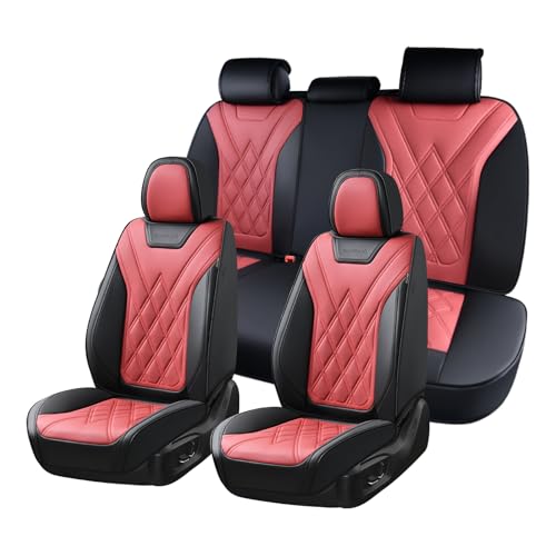 Image of Coverado Car Seat Covers Full Set, Seat Covers for Cars, Front Seat Covers and Back Seat Cover Waterproof Leather Automotive Seat Cover, Universal Car Interior Protectors Cushion for Most Cars