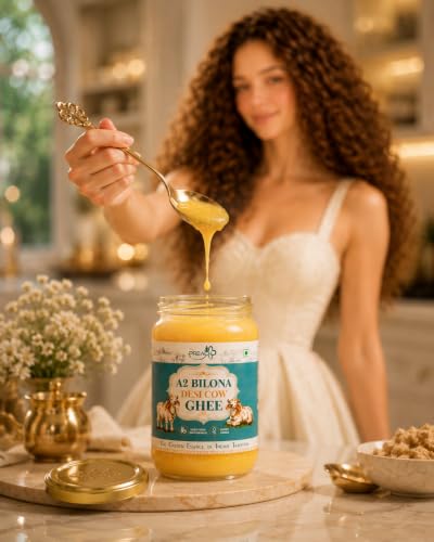 Image of A2 Bilona Desi Cow Ghee, Made From Gir Cow Milk 500ml Glass Bottle