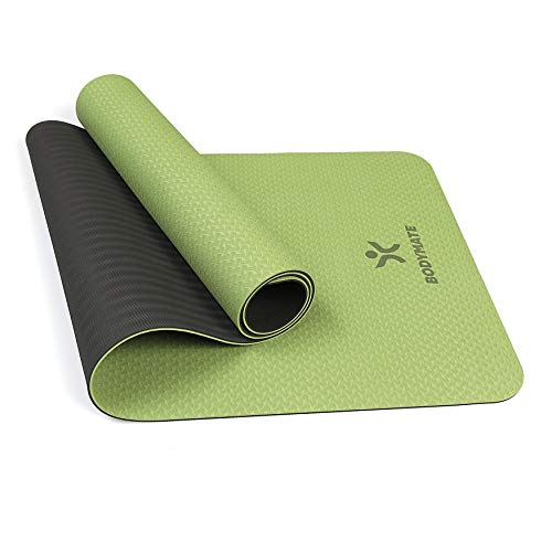 BODYMATE Yogamatte Premium TPE rutschfeste Fitnessmatte, Sportmatte Gymnastikmatte Matte für Fitness, Yoga, Pilates, Sport - Größe 183x61cm – Dicke 6mm...