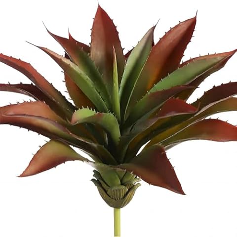 JUSTOYOU Large 12.5" Artificial Succulents Aloe Plants Real Touch Fake Flowers Unpotted for Home Wedding Festival Arrangement (1, Green-Red) Cover