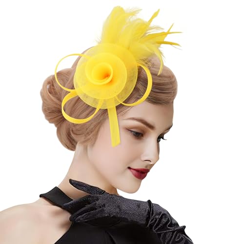 Image of DRESHOW Fascinators Hats for Women Tea Party Fascinator Hats Vintage 50s Headwear Cocktail Wedding Church Derby Hat