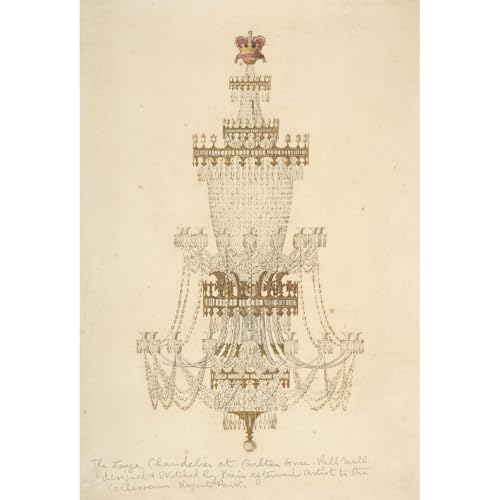 ArtDirect Large Chandelier at Carlton House, Pall Mall (19th century) Unframed Art Print Giclee Poster by Edmund Thomas Parris - Ready for Framing with Customization Sizes 7x10, 10x14, 14x20, 24x35, 33x48 and 41x60 inches