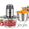 GANIZA Food Processors, Electric Food Chopper with Meat Grinder & Vegetable Chopper - 2 Bowls (8 Cup+8 Cup) with Powerful 450W Copper Motor - Includes 2 Sets of Bi-Level Blades (Grey)