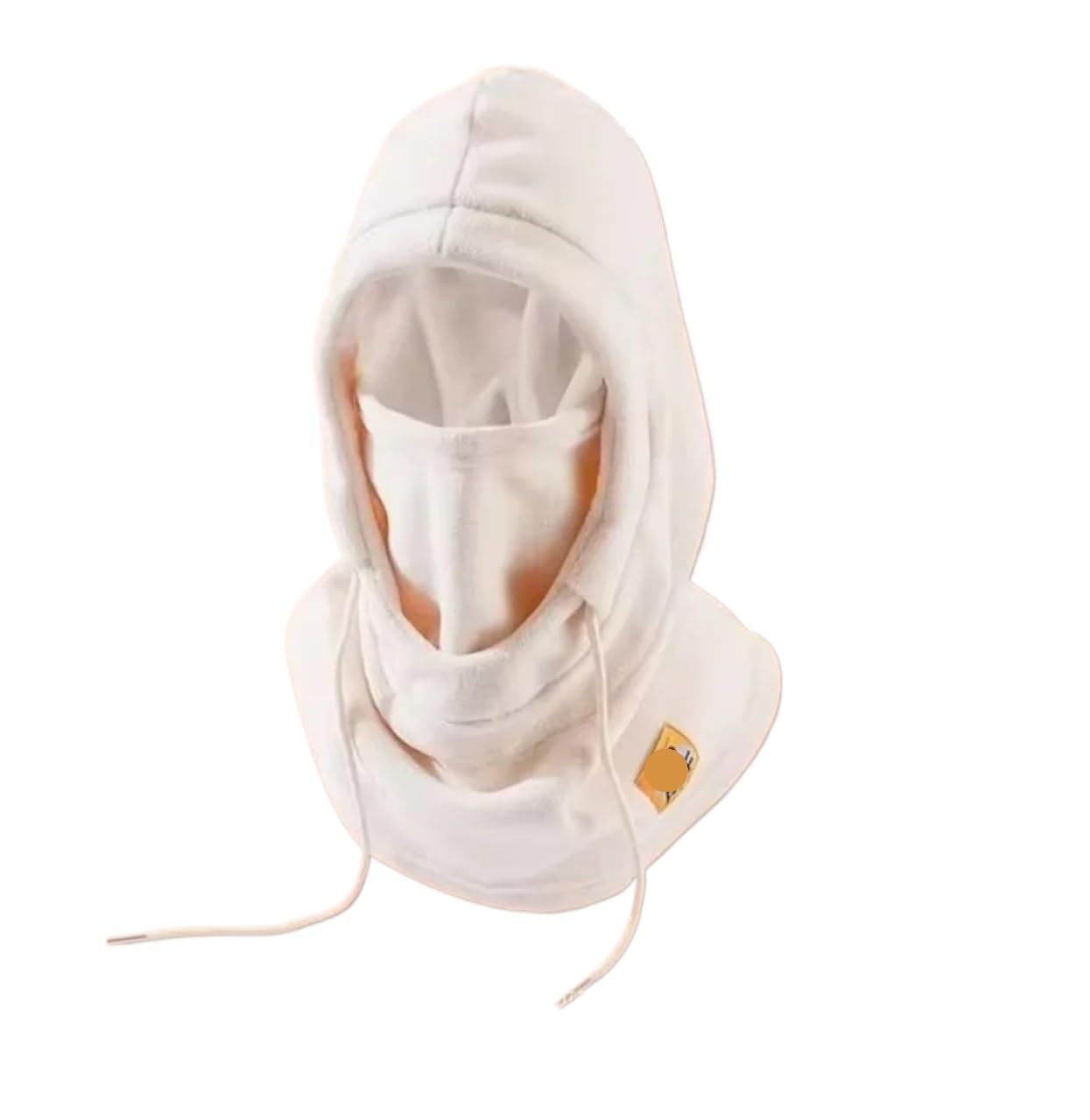 Wintermütze mit integrierter Maske und Nackenwärmer, 3-in-1 Winddichte Sturmhaube for Damen und Herren, Maskenmütze, Fahrrad-Kälteschutz(Off White Hooded)