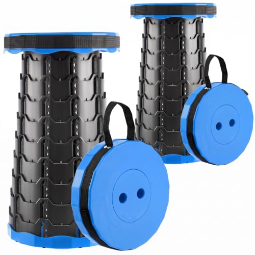 Image of Doseno Collapsible Stool 2 Pack, Portable Telescoping Seat, Light Blue