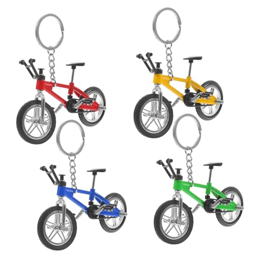 LABRIMP 4pcs Finger Mountain Bike Keychain Pendants Model Decor for Display Realistic Simulation Bike Models