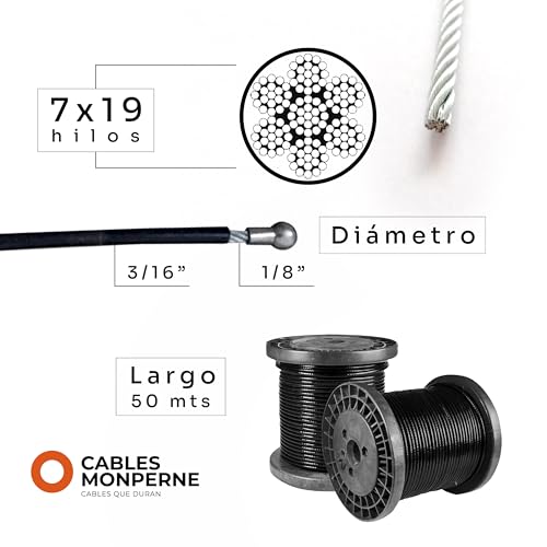Cable de acero galvanizado de 1/8 24 cable de acero galvanizado de 1 8 marca CABLES MONPERNE (2)