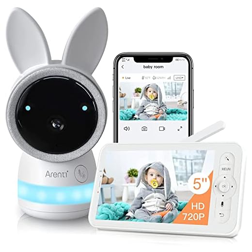 ARENTI Vigilabebés con Cámara, 3MP PTZ 355 Cámara Vigilancia Bebés, Visión Nocturna por Infrarrojos, Modo VOX, Sensor de Temperatura de Detección de llanto, Audio Birrecional, Compatible con Movil