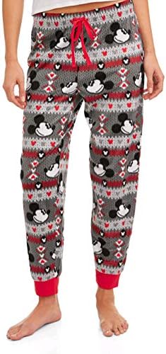 Disney Women's Juniors Plus Mickey Mouse Cuffed Sleep Pants (16/18) Grey