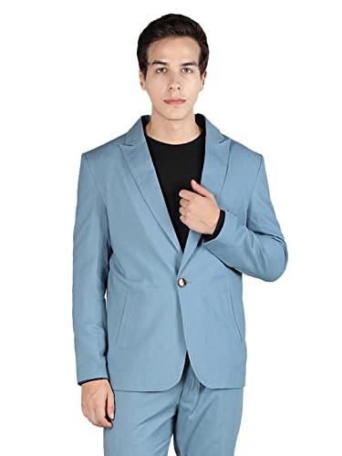 Image of CHKOKKO Men Solid Slim Fit Notched Lapel Single Breasted Formal Blazer