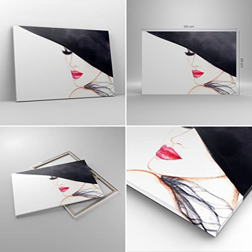 Quadri Moderni Soggiorno Donna Labbra Cappello