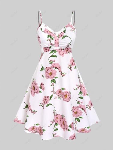 Image of Rosegal Plus Size Women Cottagecore 2PC Floral Sundress Set