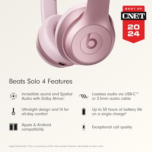Image of Beats Solo 4 Wireless Headphones with 20W Power Adapter - Metallic Pink