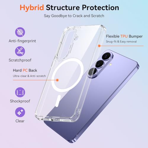Image of DIZORO Crystal Clear Magnetic Compatible with Samsung S26 Case with Anti-Yellow Anti-Scratch | Shockproof Transparent Cover