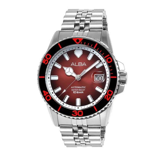 Image of Alba Men's Mechanical Burgundy Dial Automatic Watch - AU4055X1