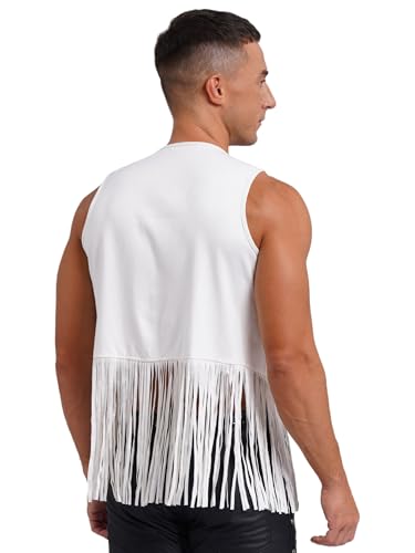 Men's Cowboy Western Suede Leather Tassel Sleeveless Vest Jacket Gothic Waistcoat Coat4