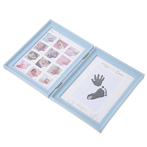 ULDIGI Baby Handprint Photo Frame Newborn Growth Frame Simple Decorative Design Blue