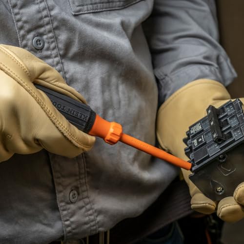 Klein Tools 6824INS Insulated Screwdriver, Made in USA, 1000V 1/4-Inch Cabinet Tip Screwdriver with 4-Inch Shank, Tip-Ident, Cushion-Grip Handle by KLEIN TOOLS - Image 4