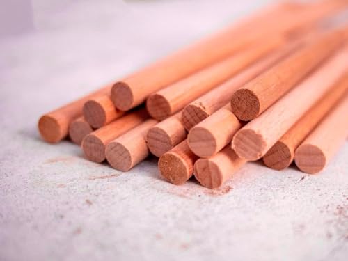 Image of Bloomax 8mm x 18 Inch Wooden Dowel Rods | 25 PCS Unfinished Natural Hardwood Round Sticks for Crafts, DIY & Furniture Woodworking