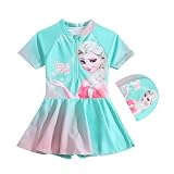 [sunkids] 女の子 水着 キッズ 帽子付き キャラクター風 ワンピース・セパレート選べる スイムウェア プール 海水浴 水遊び 子供用 (JP, アルファベット, L, 水色2)