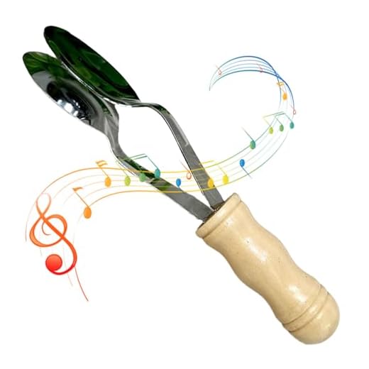 Cucharas Musicales Heritage - Claqueta Folclórica Clásica, Cuerpo De Acero Inoxidable | Sonido De Percusión Tradicional, Instrumento De Ritmo De Los Apalaches Con Mango De Madera, Herramienta Musical
